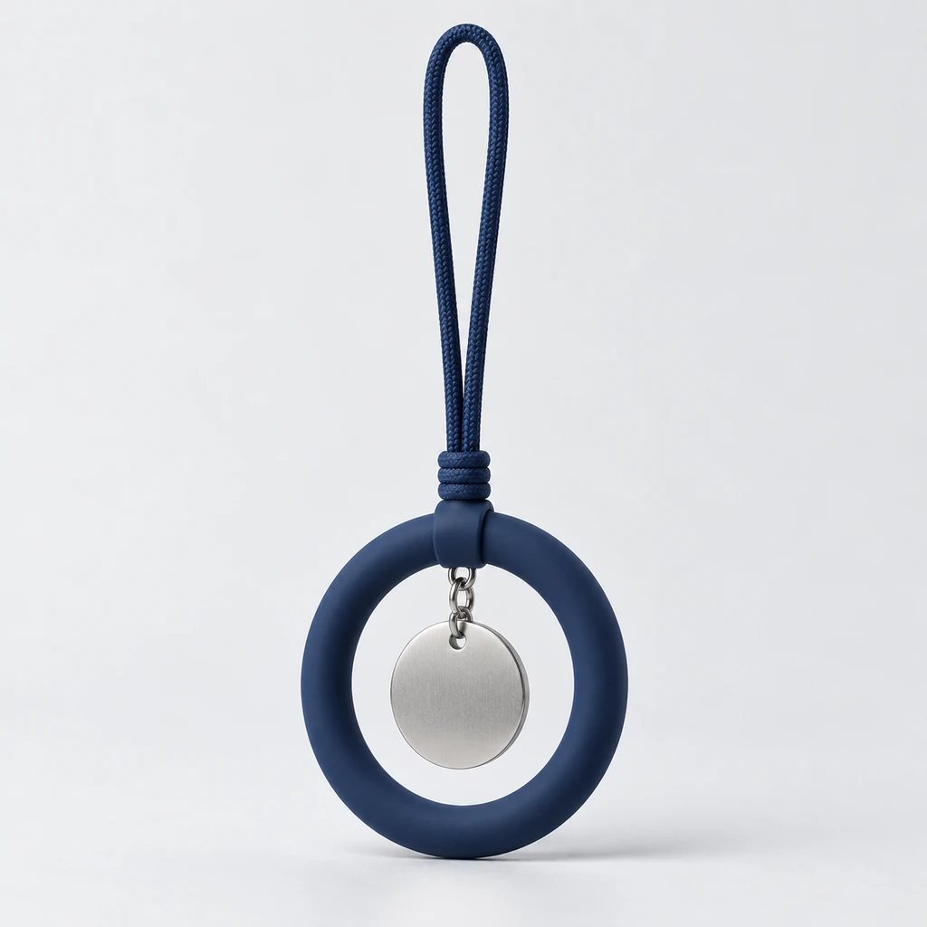 Midnight Orbit navy ring and silver disc