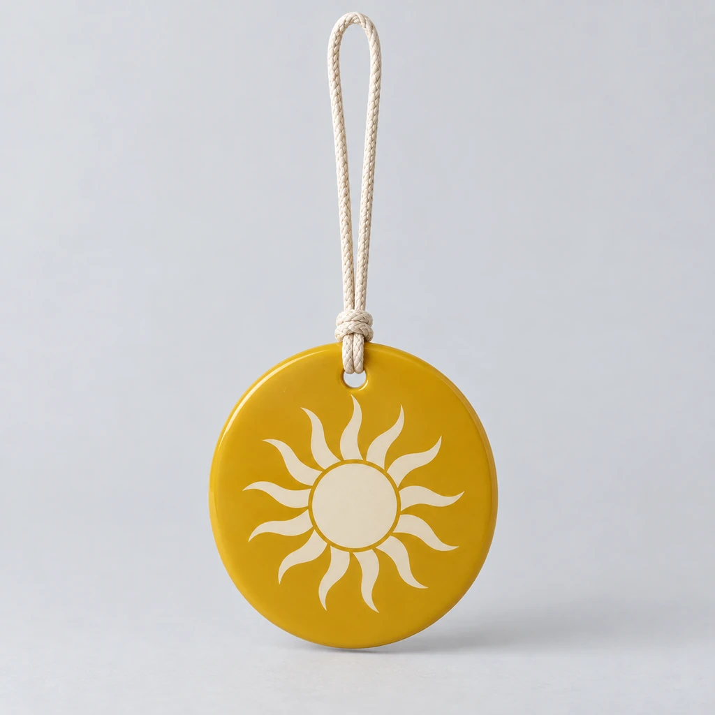 Suntrail Disc ornament in Mustard yellow / Cream